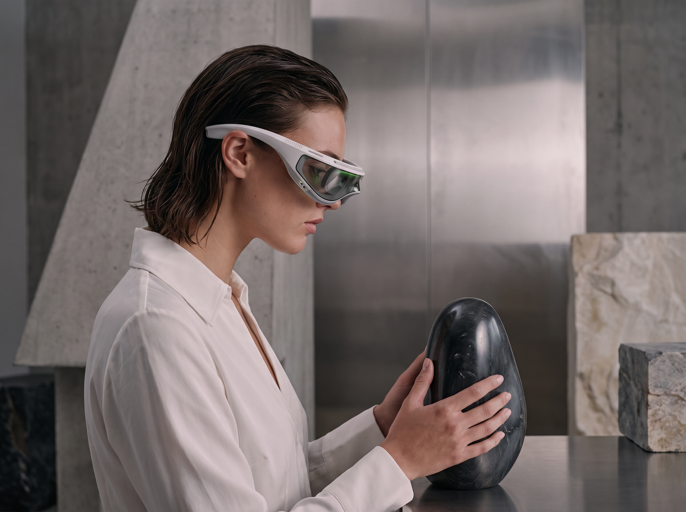 Person wearing PRISM XR while interacting with an object